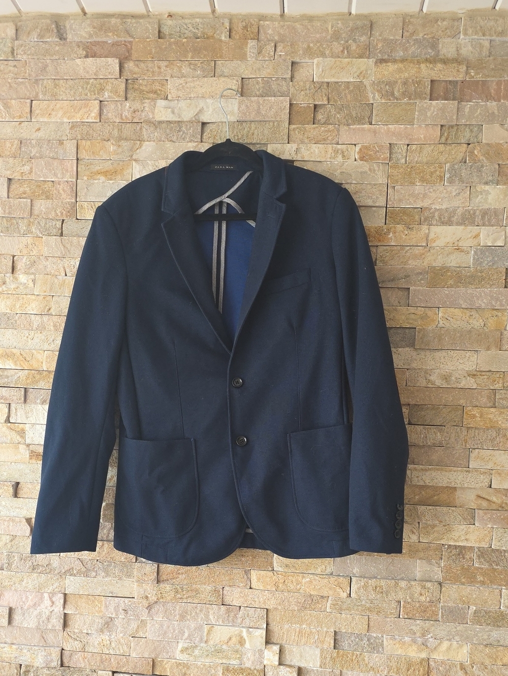 Zara Men's Navy Two-Button Blazer